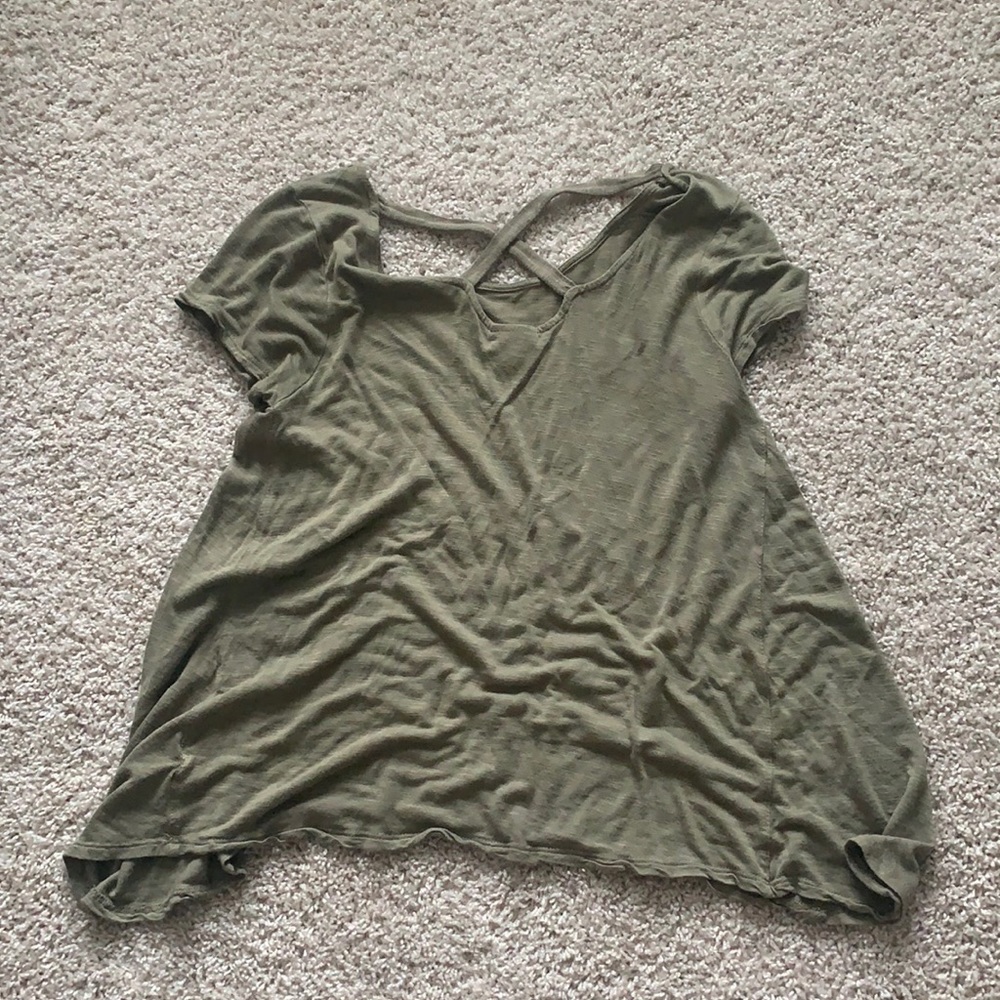 cross back flowy green top